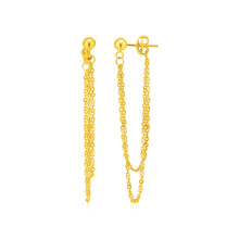 Hanging Chain Post Earrings in 14k Yellow Gold