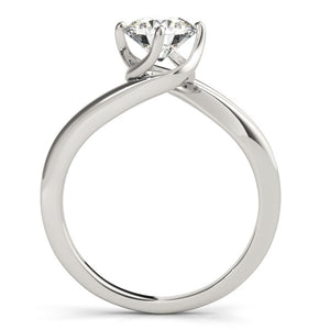 14k White Gold Bypass Style Solitaire Round Diamond Engagement Ring (1 cttw)