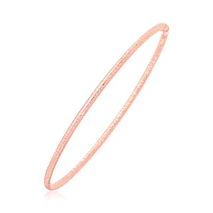 14k Rose Gold Thin Textured Stackable Bangle