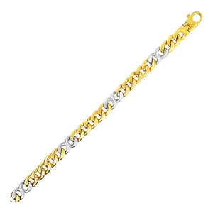 Mens Twisted Link Bracelet in 14k Two Tone Gold