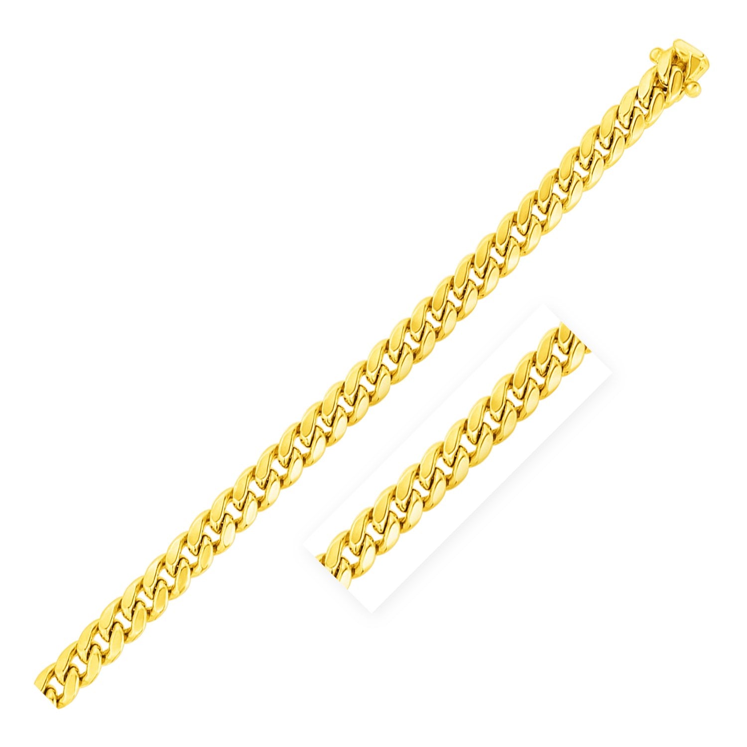 6.9mm 14k Yellow Gold Semi Solid Miami Cuban Bracelet