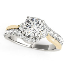 14k White And Yellow Gold Round Bypass Diamond Engagement Ring (1 1/2 cttw)