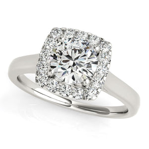 14k White Gold Square Shape Border Diamond Engagement Ring (1 1/3 cttw)