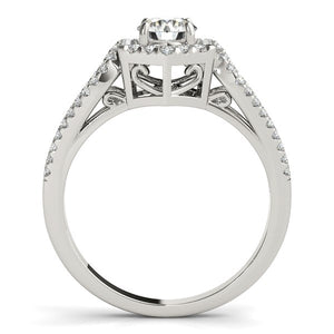 14k White Gold Diamond Engagement Ring with Hexagon Halo Border (7/8 cttw)
