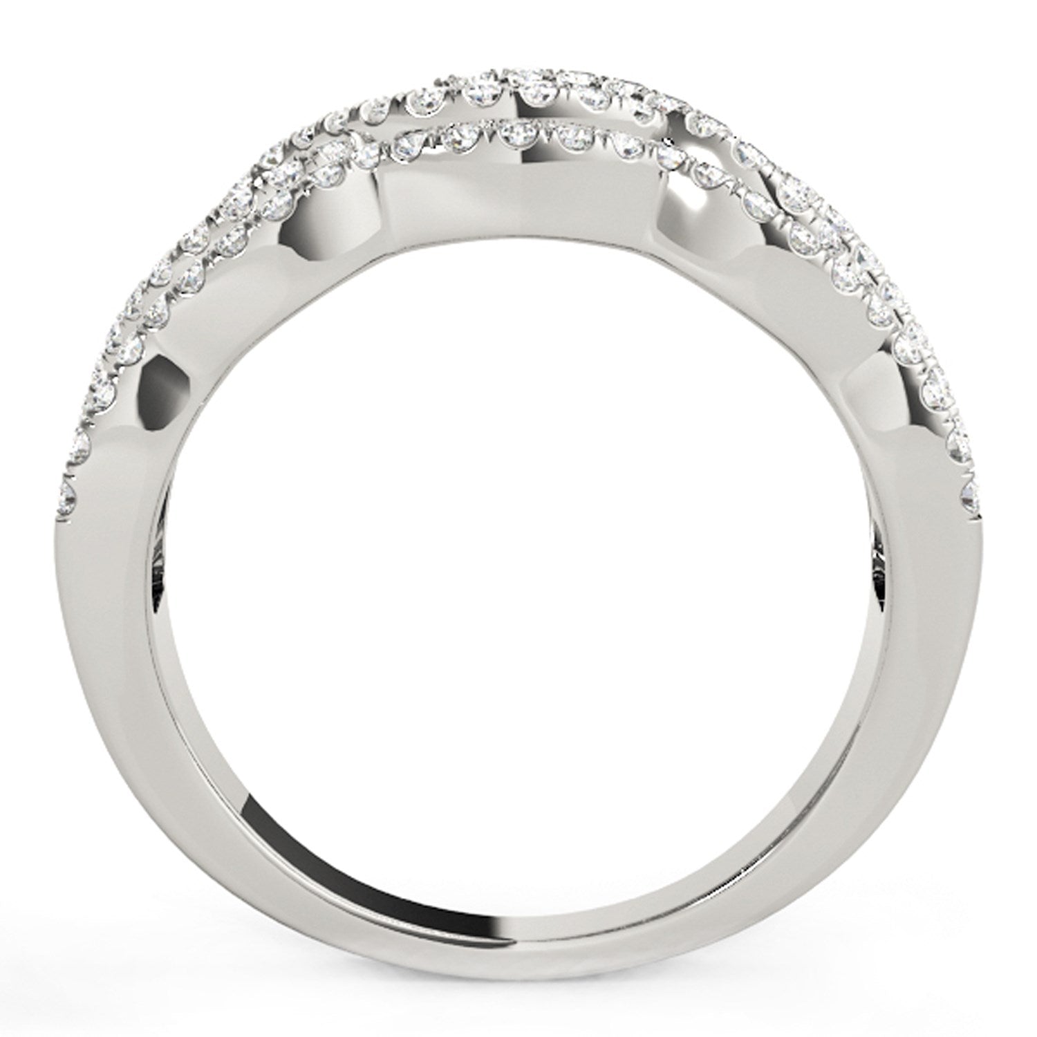 Diamond Studded Ring with Four Curves in 14k White Gold (5/8 cttw)