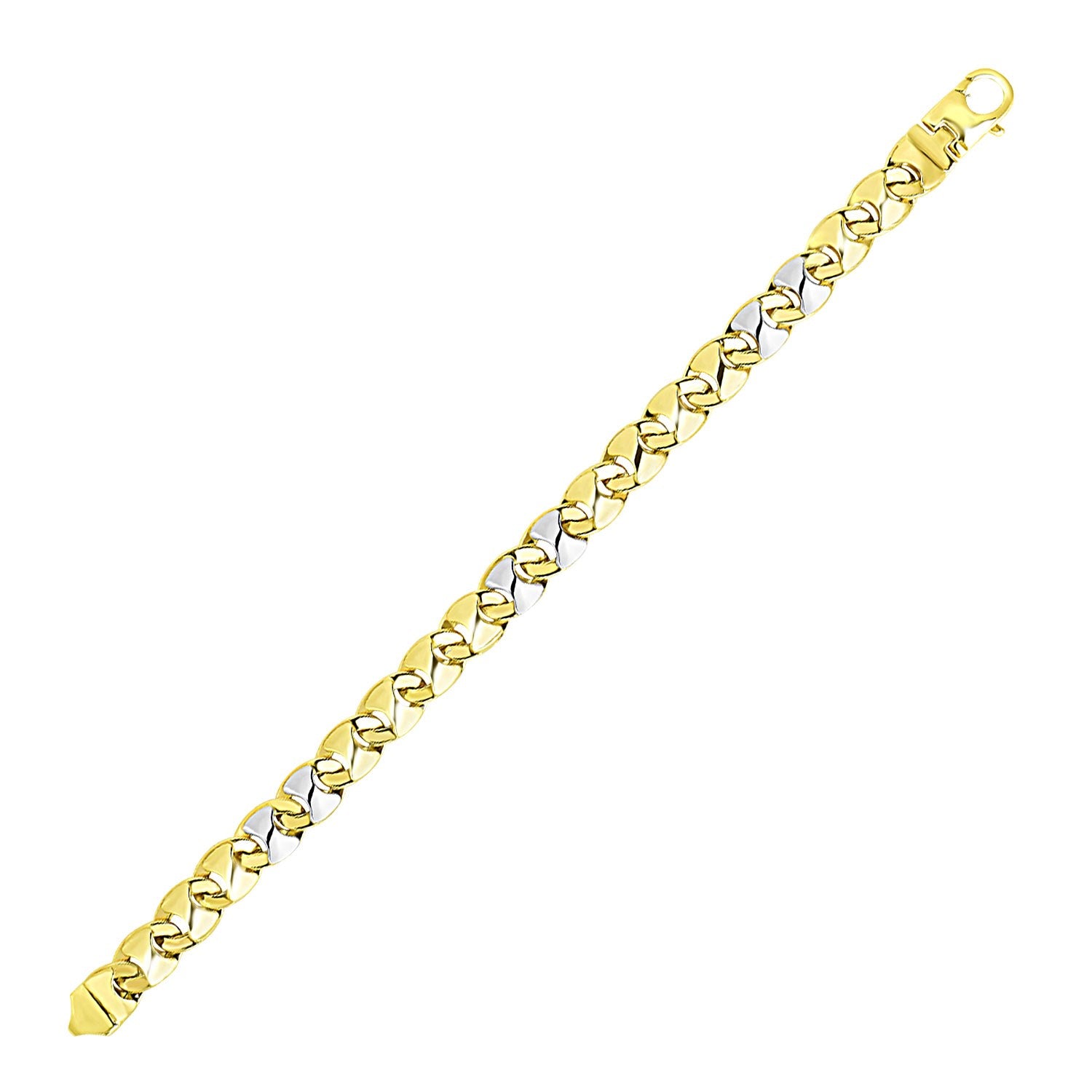 14k Two-Tone Gold Men's Bracelet with Mariner Motif Links