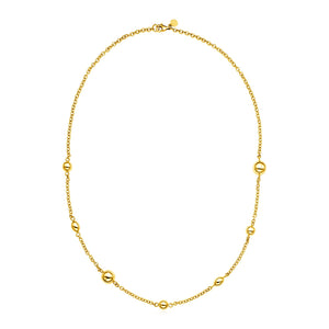 14k Yellow Gold 24 inch Station Necklace with Spheres