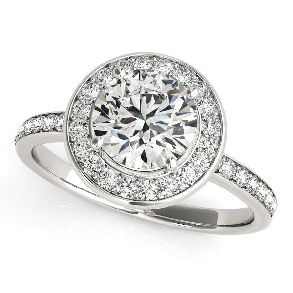 14k White Gold Round Halo Diamond Engagement Ring (1 1/2 cttw)