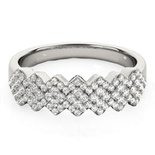 Diamond Studded Wide Multi-Diagonal Pattern Ring in 14k White Gold (5/8 cttw)
