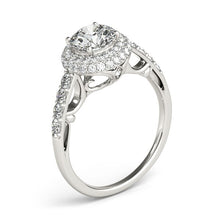 14k White Gold Halo Style Diamond Engagement Pave Shank Ring (1 1/2 cttw)