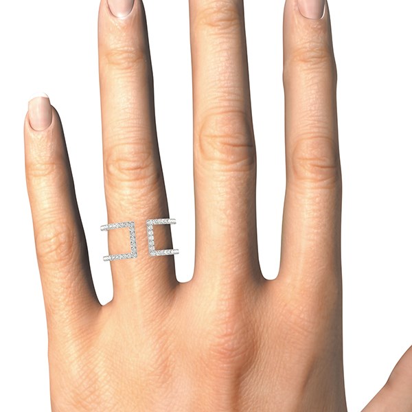 14k White Gold Modern Dual Band Style Diamond Ring (1/2 cttw)