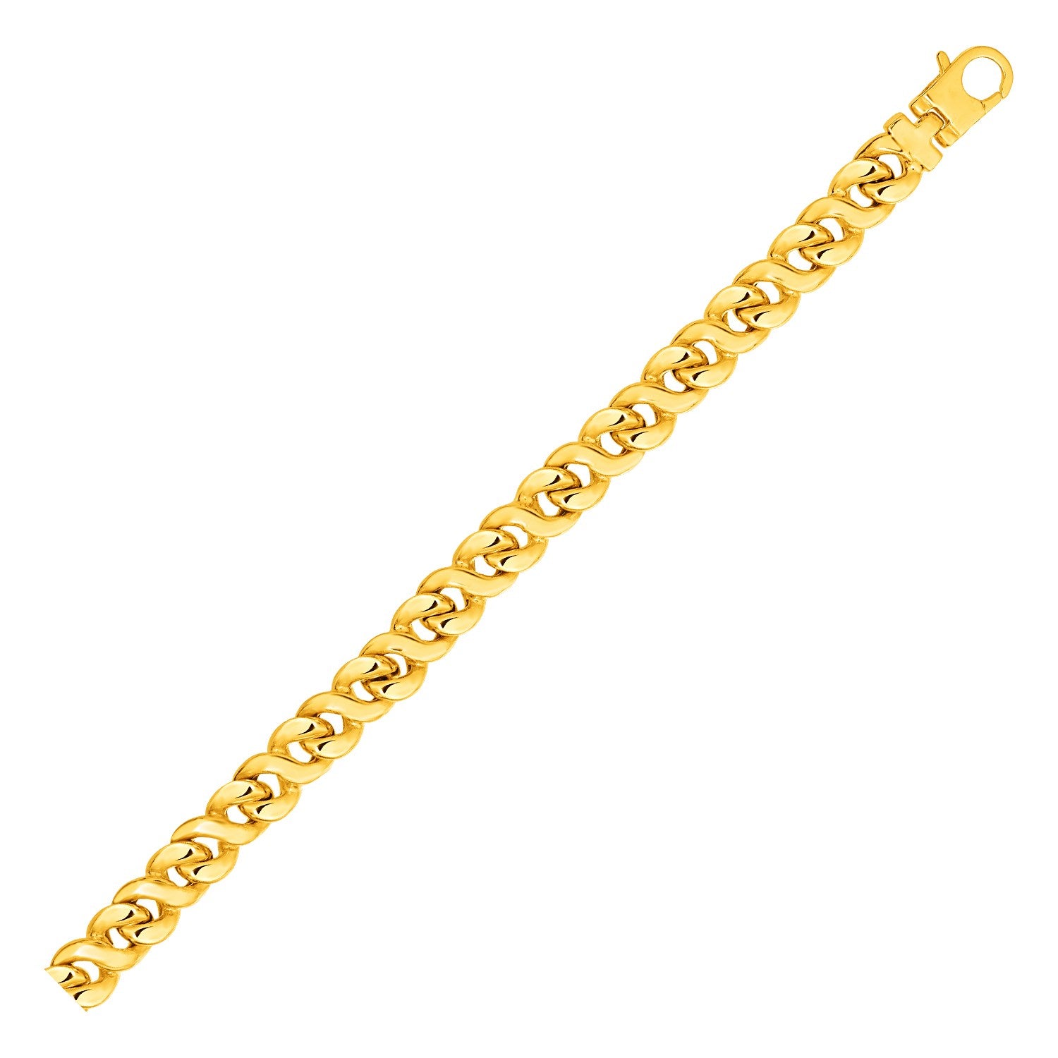 Mens Twisted Oval Link Bracelet in 14k Yellow Gold