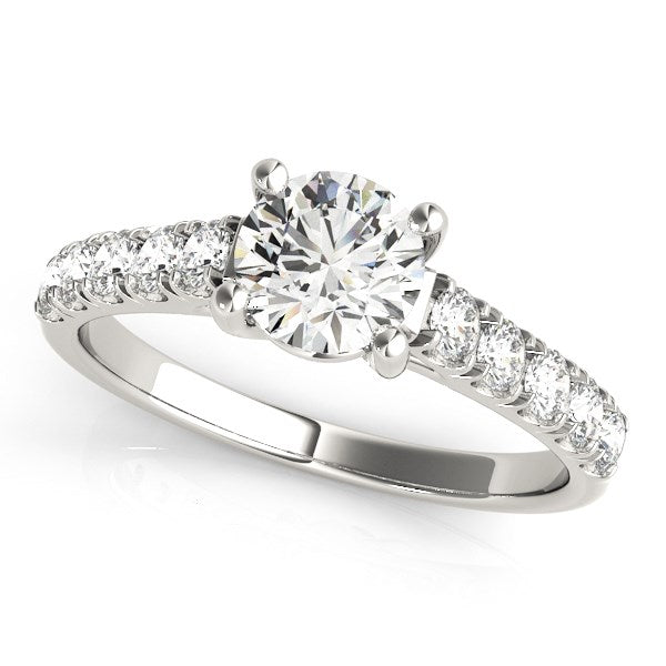 14k White Gold Round Trellis Setting Diamond Engagement Ring (1 cttw)