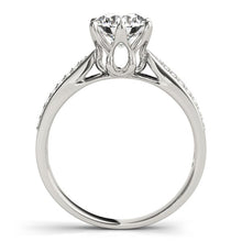 Six Prong 14k White Gold Diamond Engagement Ring with Pave Band (1 5/8 cttw)
