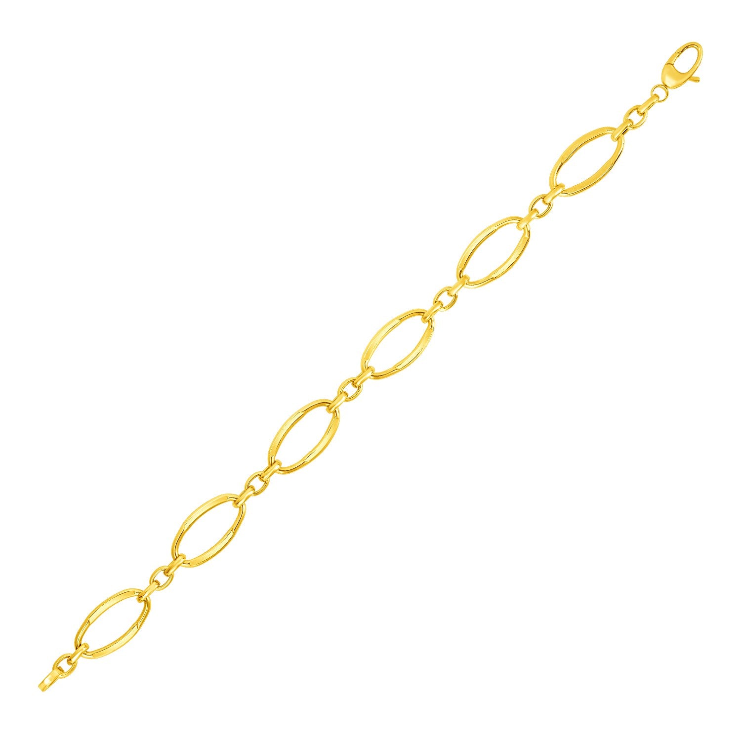 14k Yellow Gold Bracelet with Polished Oval Links