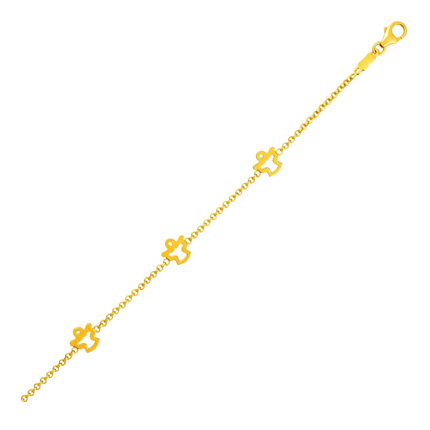 14k Yellow Gold Childrens Bracelet with Angels