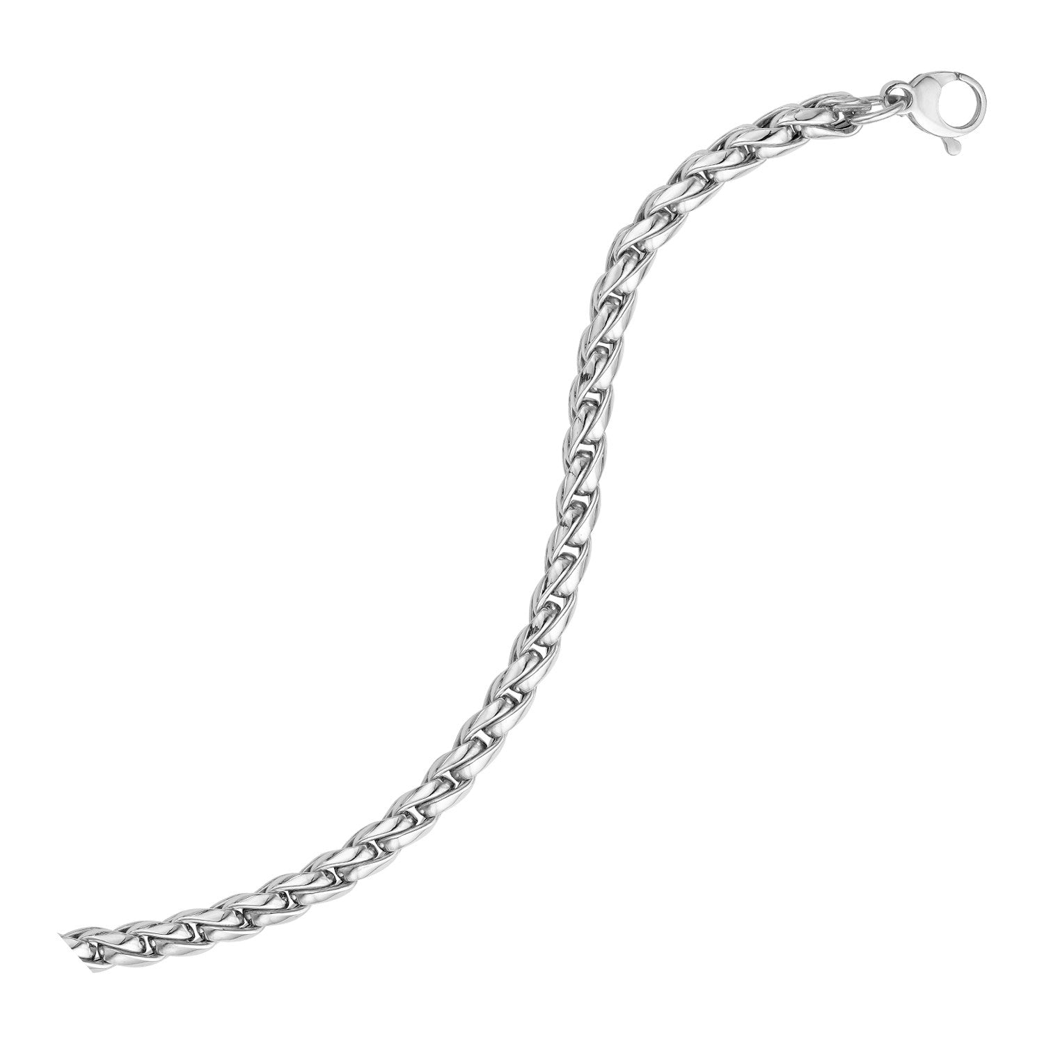 14k White Gold 7 1/2 inch Round Curb Chain Bracelet