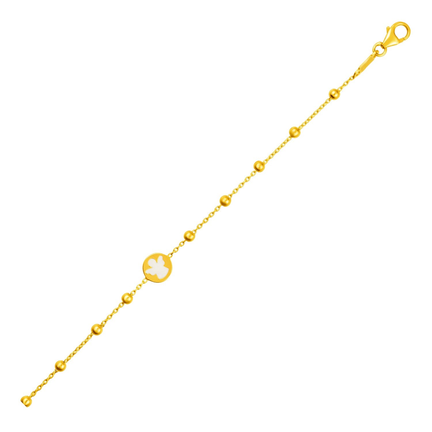 14k Yellow Gold Childrens Bracelet with Angel and Beads
