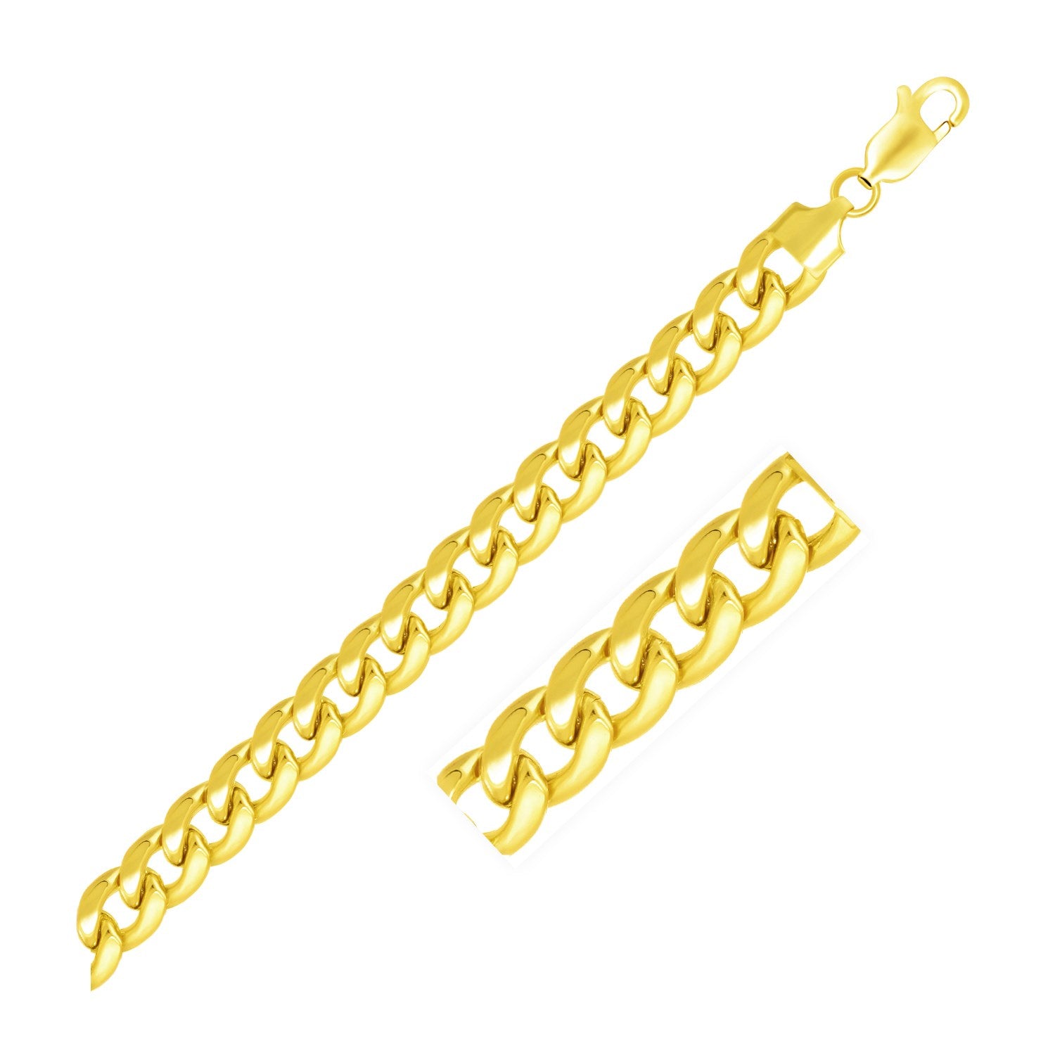 7.8mm 14k Yellow Gold Miami Cuban Semi Solid Bracelet