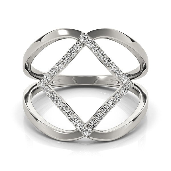 14k White Gold Interlaced Design Diamond Ring (1/5 cttw)