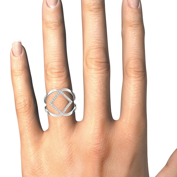 14k White Gold Interlaced Design Diamond Ring (1/5 cttw)