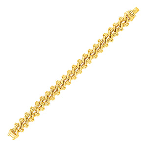 Oval Link Bracelet with Link Details in 14k Yellow Gold