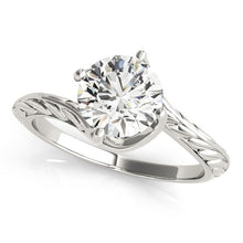 14k White Gold Bypass Round Solitaire Diamond Engagement Ring (1 cttw)
