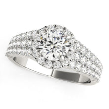 14k White Gold Graduated Pave Set Shank Diamond Engagement Ring (1 5/8 cttw)