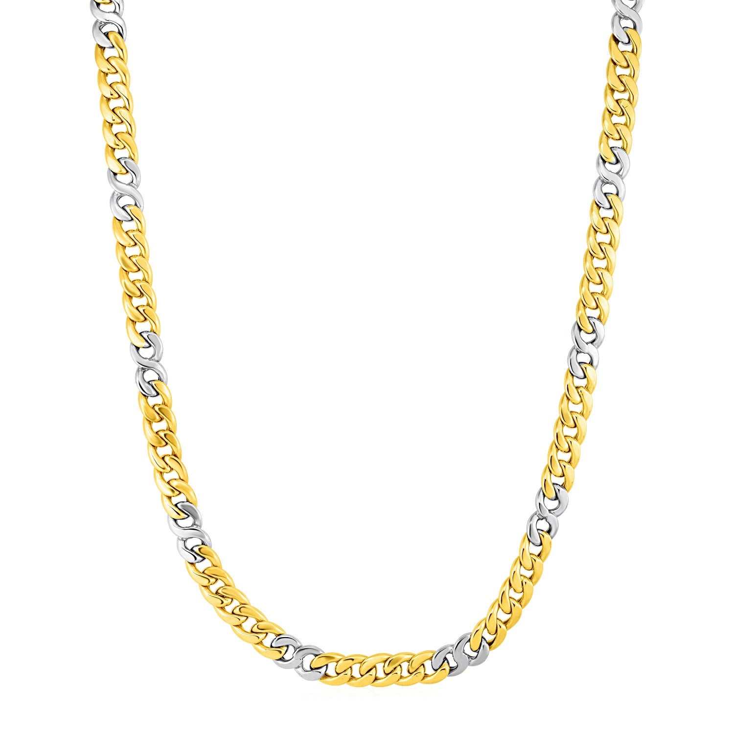 Mens Twisted Link Necklace in 14k Two Tone Gold - The Lustro Hut