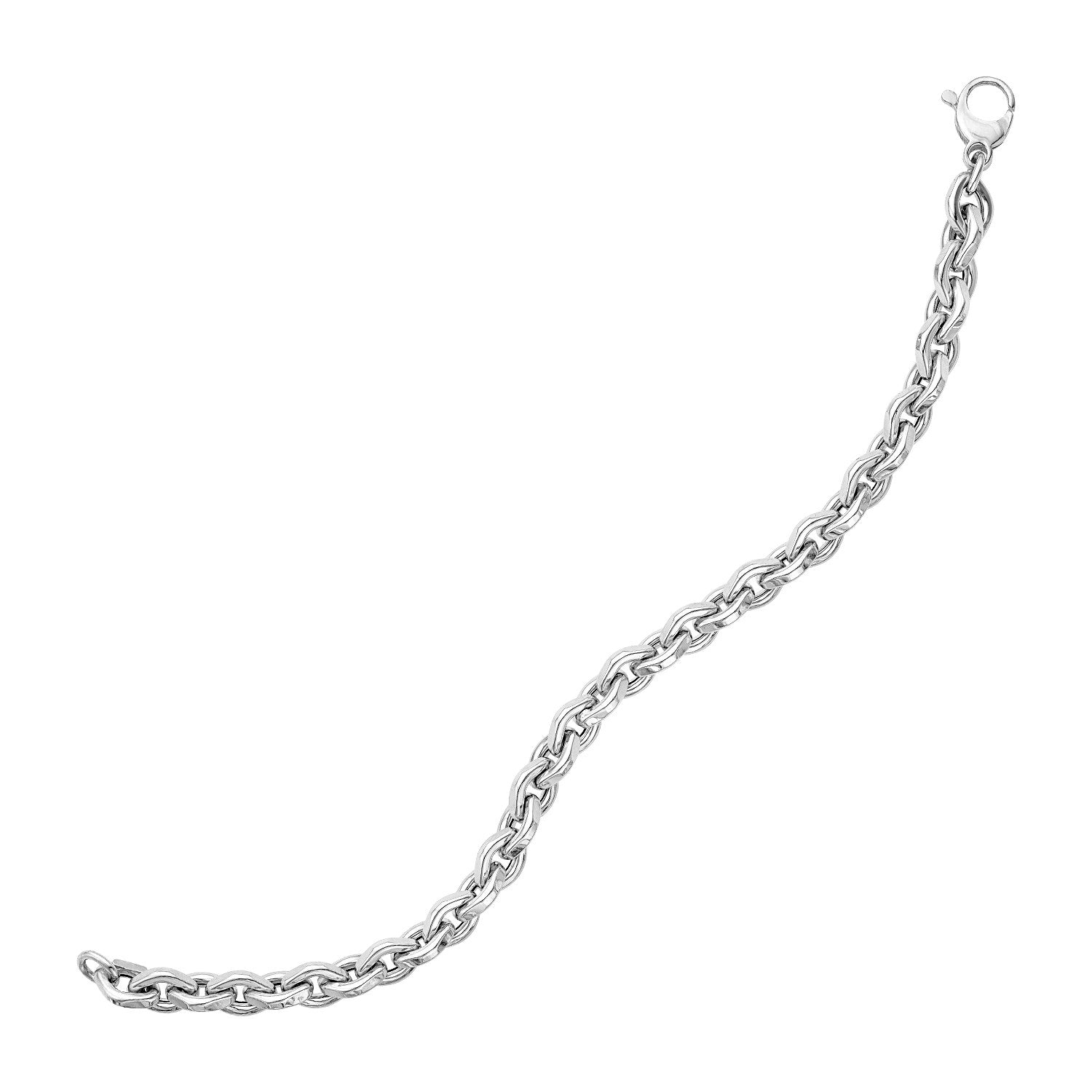 14k White Gold 7 1/4 inch Rolo Chain Bracelet