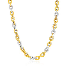 14k TwoTone Yellow and White Gold Rounded Chain Link Necklace