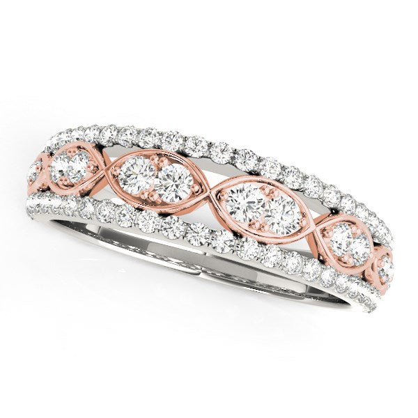 14k White And Rose Gold Doulbe Diamond Infinity Design Band (3/8 cttw)