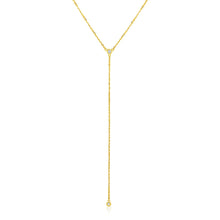 14k Yellow Gold 20 inch Lariat Necklace with Diamonds