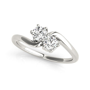 Solitaire Two Stone Diamond Ring in 14k White Gold (1/2 cttw)