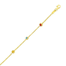 14k Yellow Gold Childs Bracelet with Ladybug Stations