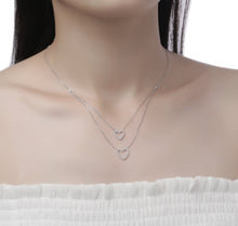Double Layered 0.31ctw Lab Grown Diamonds Hearts Necklace NL-00679WHT