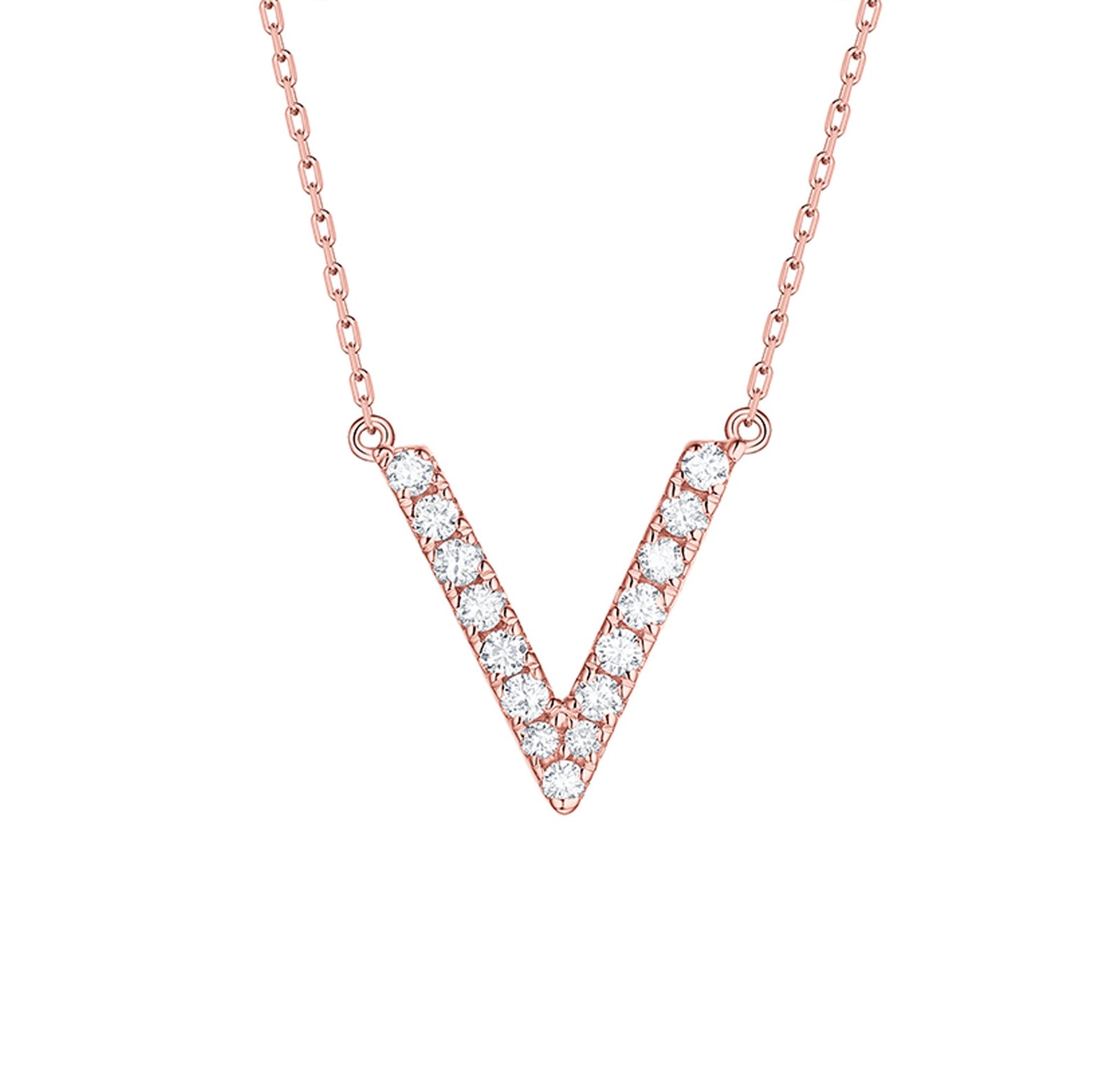My Type 0.19ct "V" Lab Grown Diamond Necklace NL-00167WHT