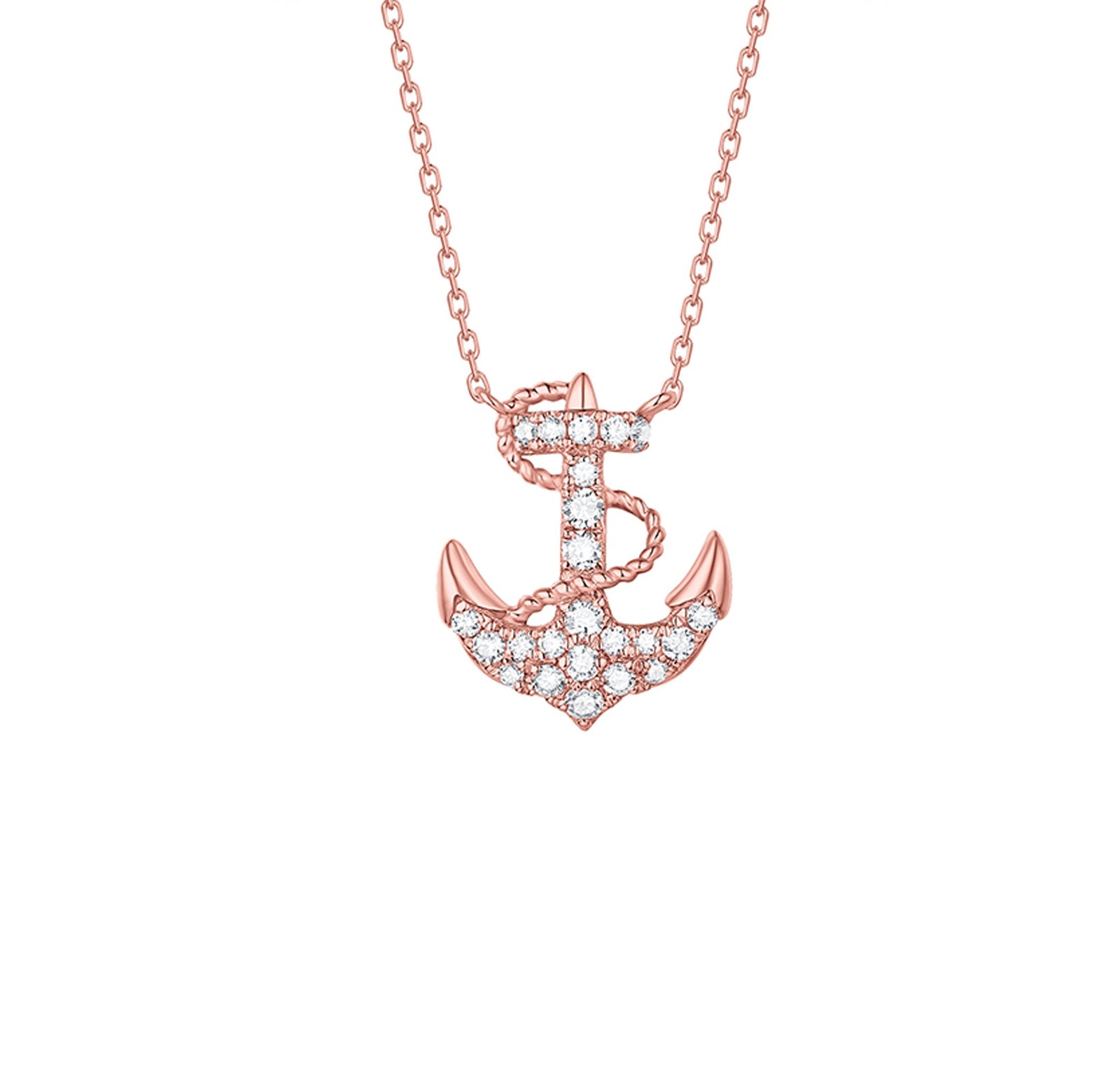 mini 0.23ct Lab grown diamond anchor necklace NL-00226WHT