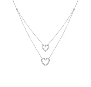Double Layered 0.31ctw Lab Grown Diamonds Hearts Necklace NL-00679WHT