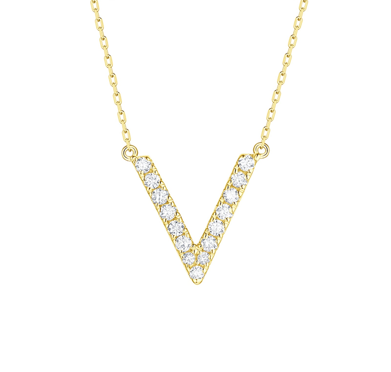 My Type 0.19ct "V" Lab Grown Diamond Necklace NL-00167WHT